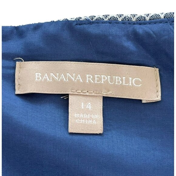 Banana Republic Woman's Sz 14 Light Blue w/ White Dots Sleeveless Sheath Dress - Picture 5 of 10